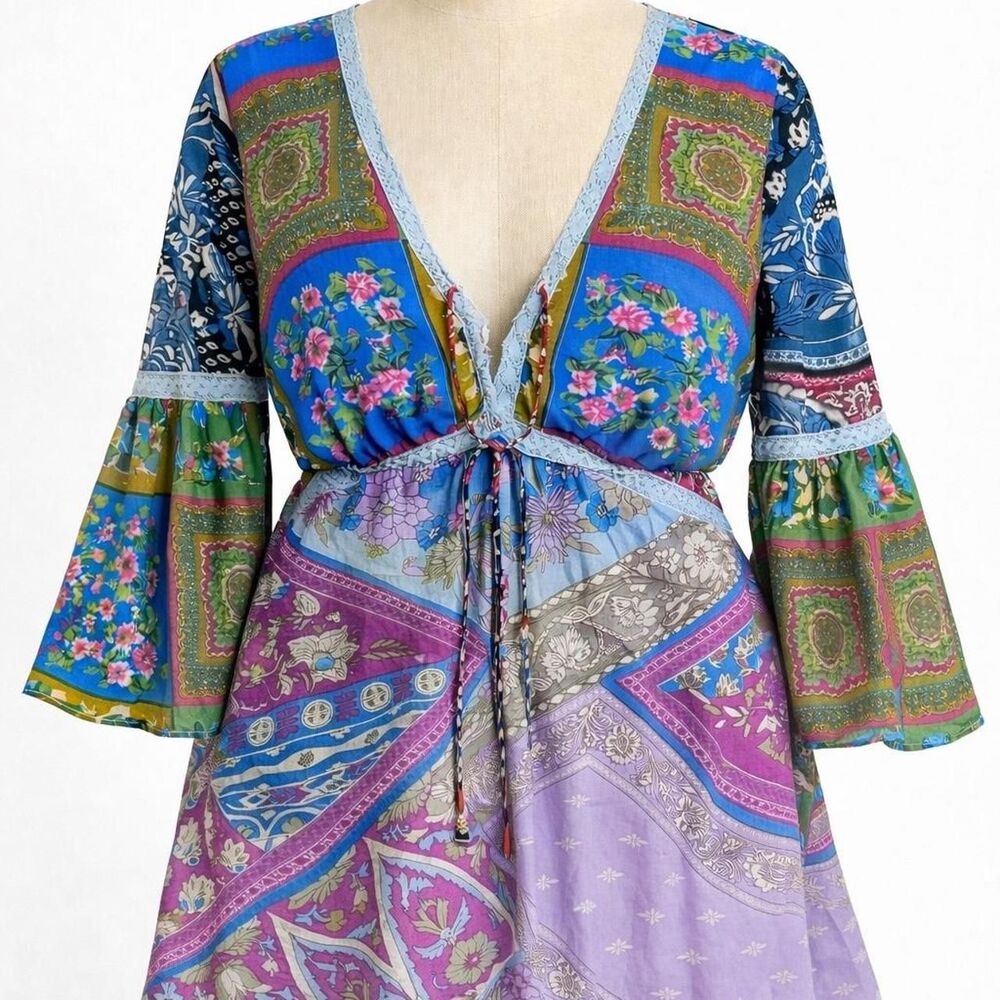 Roaman's 18W Patchwork Peasant Tunic Plus Size Bo… - image 1